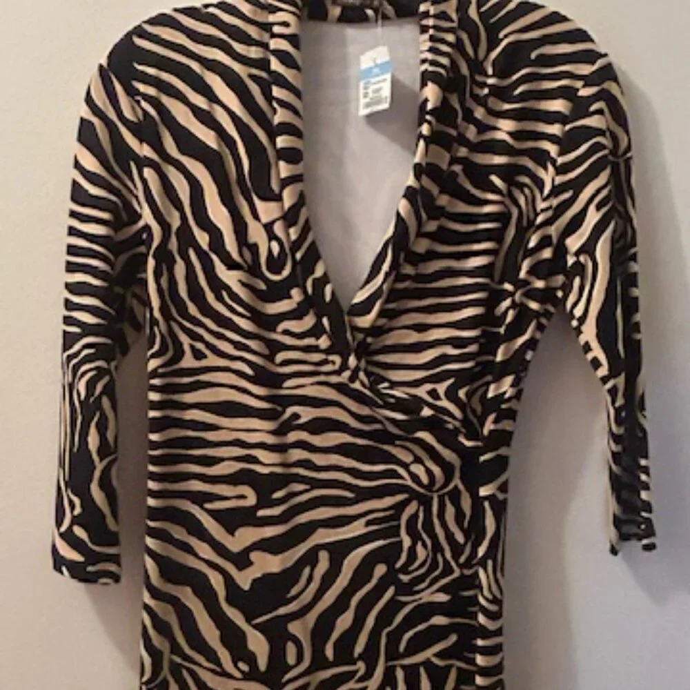 J. McLaughlin Black Sand Savannah Catalina Cloth Print Panama Wrap Dress NEW - Picture 8 of 16
